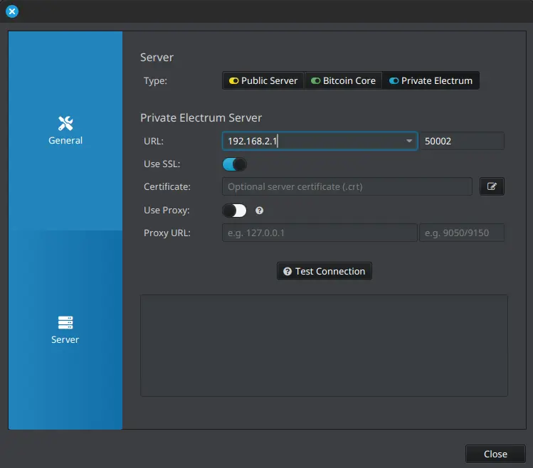 Sparrow connected to private node